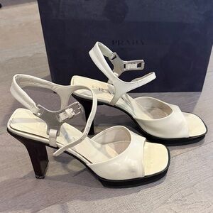 Prada Women's Cream Strappy Heels